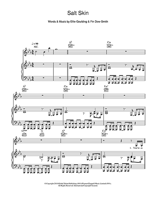 Ellie Goulding Salt Skin sheet music notes and chords. Download Printable PDF.