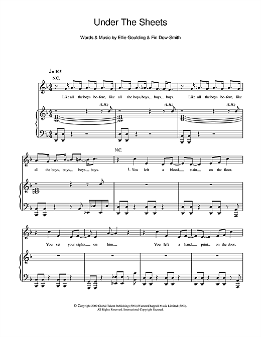 Ellie Goulding Under The Sheets sheet music notes and chords. Download Printable PDF.