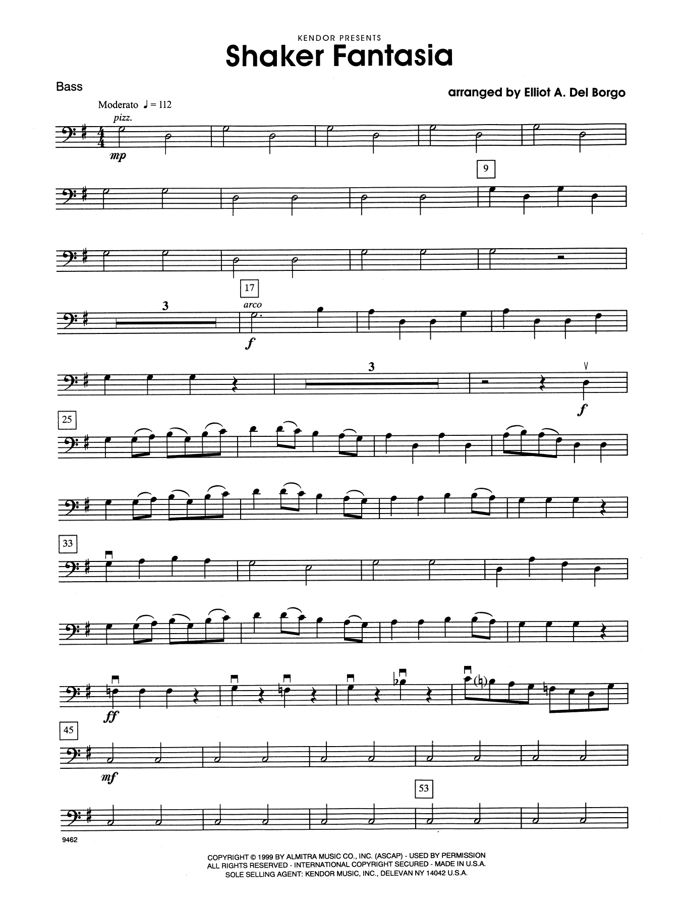 Learn to play Elliot A. Del Borgo Shaker Fantasia - Bass sheet music for Orchestra in minutes. Elliot A. Del Borgo Shaker Fantasia - Bass sheet music notes and chords. Download Printable PDF.