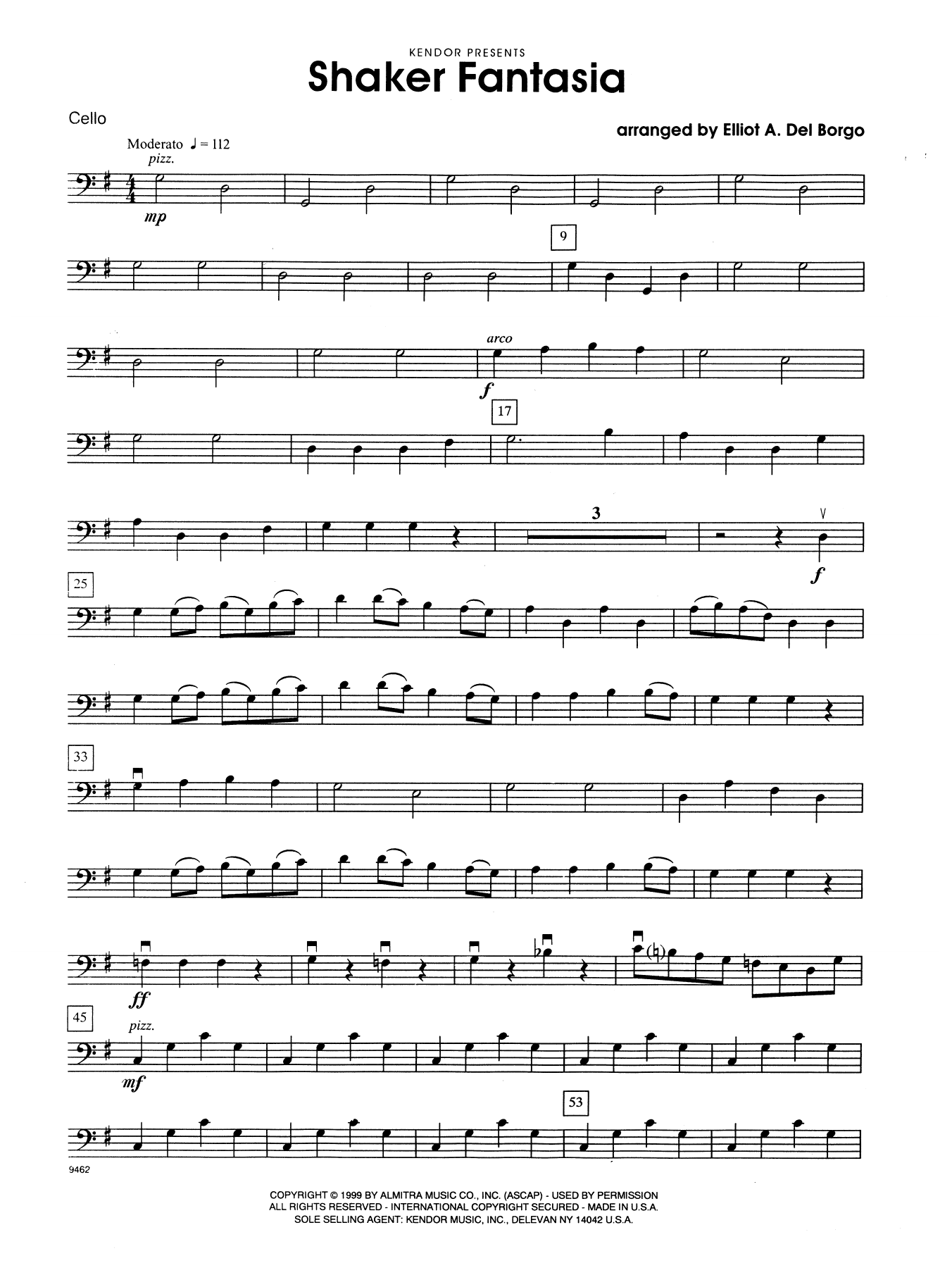 Learn to play Elliot A. Del Borgo Shaker Fantasia - Cello sheet music for Orchestra in minutes. Elliot A. Del Borgo Shaker Fantasia - Cello sheet music notes and chords. Download Printable PDF.