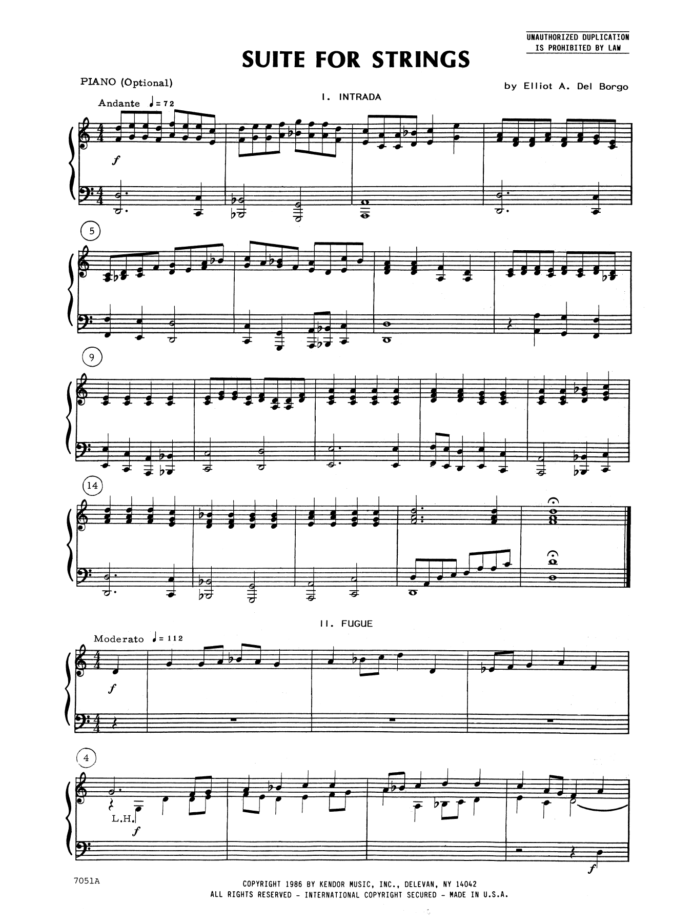 Learn to play Elliot A. Del Borgo Suite for Strings - Piano Accompaniment sheet music for Orchestra in minutes. Elliot A. Del Borgo Suite for Strings - Piano Accompaniment sheet music notes and chords. Download Printable PDF.