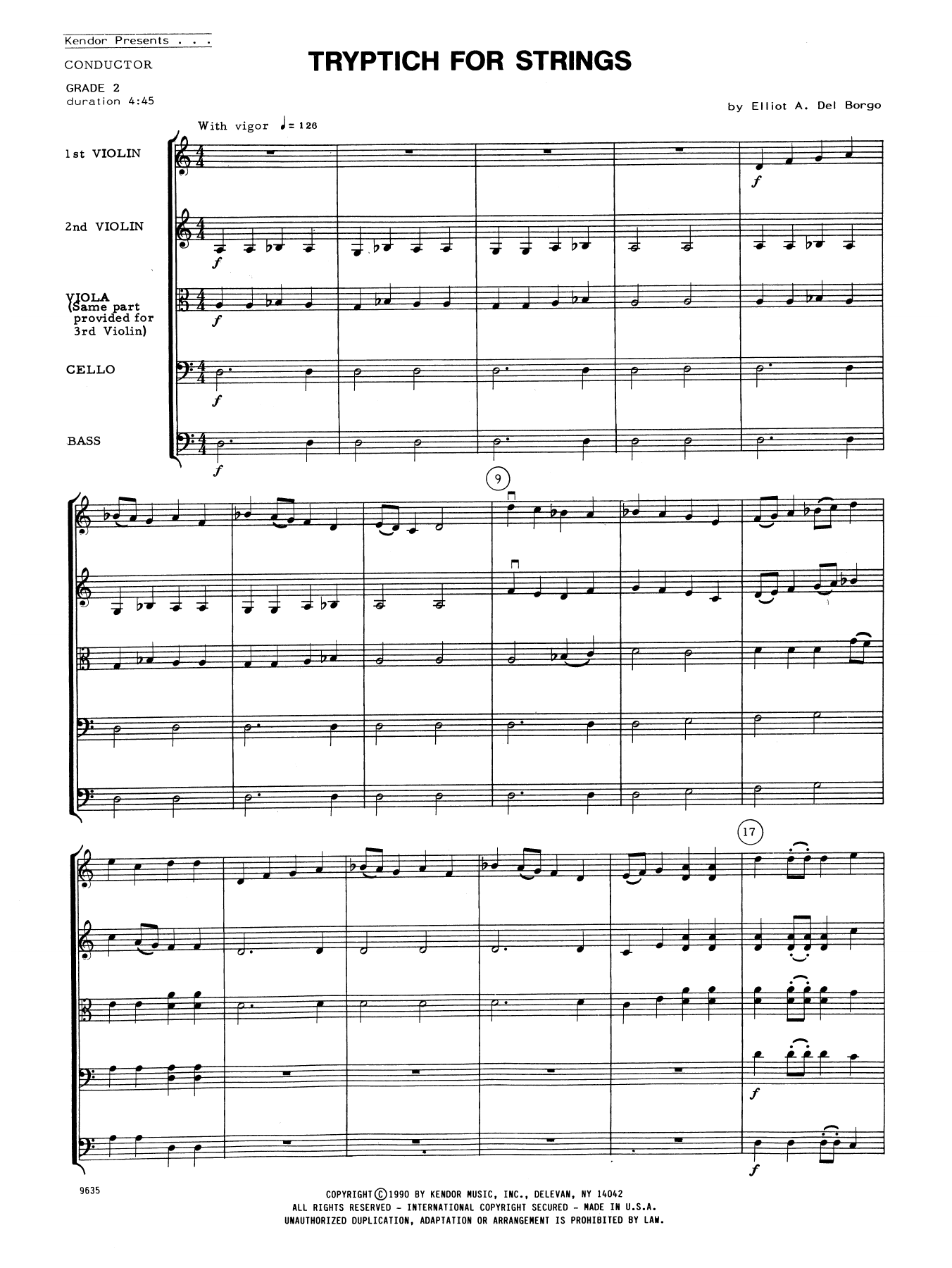 Learn to play Elliot A. Del Borgo Tryptich For Strings - Full Score sheet music for Orchestra in minutes. Elliot A. Del Borgo Tryptich For Strings - Full Score sheet music notes and chords. Download Printable PDF.
