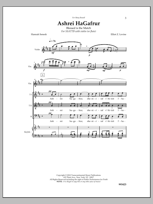 Elliot Z. Levine Ashrei Hagafrur sheet music notes and chords. Download Printable PDF.