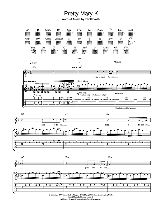 Elliott Smith Pretty Mary K sheet music notes and chords. Download Printable PDF.