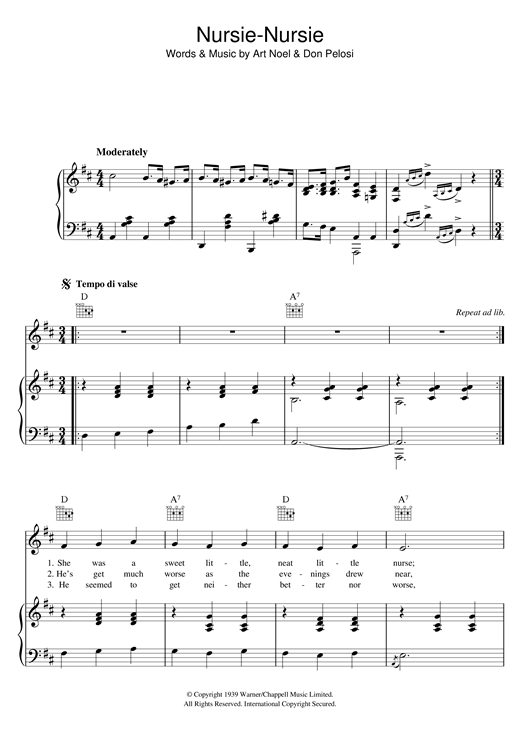 Elsie Carlisle Nursie Nursie sheet music notes and chords. Download Printable PDF.