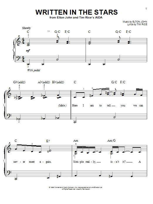 Elton John & LeAnn Rimes Written In The Stars sheet music notes and chords. Download Printable PDF.