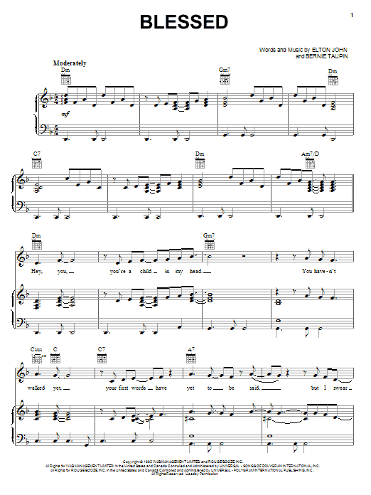 Elton John Blessed sheet music notes and chords. Download Printable PDF.