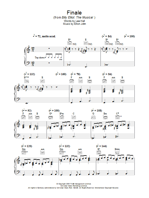 Elton John Finale sheet music notes and chords. Download Printable PDF.