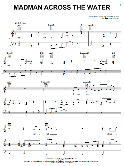 Learn to play Elton John Madman Across The Water sheet music for Keyboard Transcription in minutes. Elton John Madman Across The Water sheet music notes and chords. Download Printable PDF.