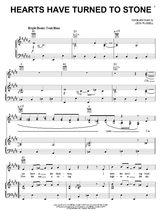 Learn to play Elton John & Leon Russell Hearts Have Turned To Stone sheet music for Piano, Vocal & Guitar (Right-Hand Melody) in minutes. Elton John & Leon Russell Hearts Have Turned To Stone sheet music notes and chords. Download Printable PDF.