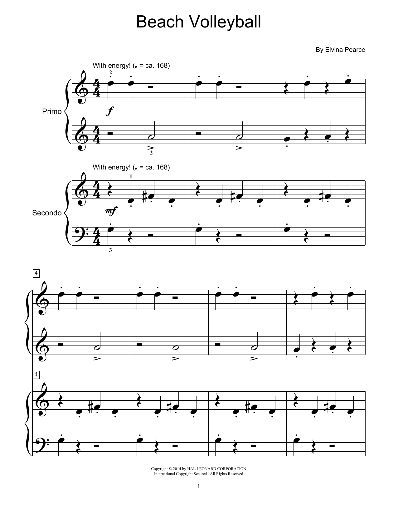 Elvina Pearce Beach Volleyball sheet music notes and chords. Download Printable PDF.