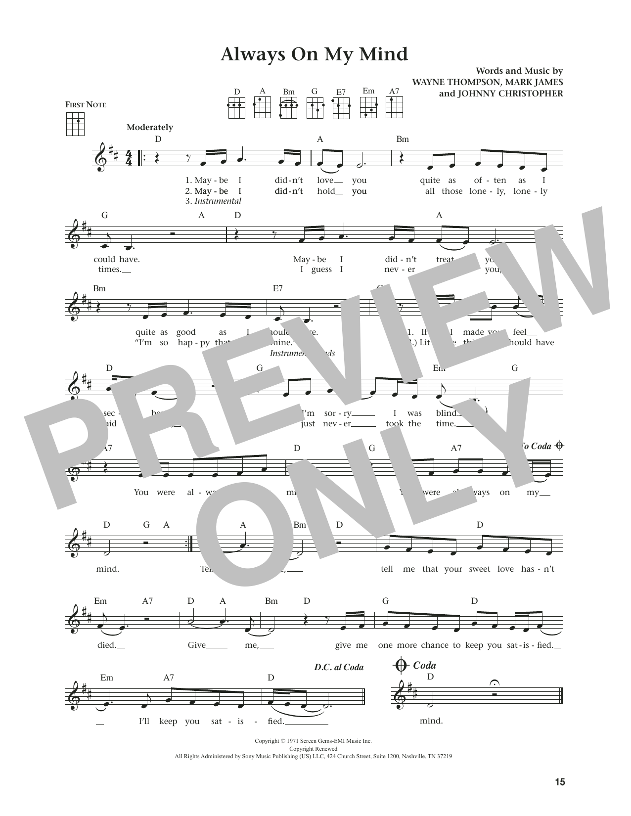 Elvis Presley Always On My Mind (from The Daily Ukulele) (arr. Jim Beloff) sheet music notes and chords. Download Printable PDF.