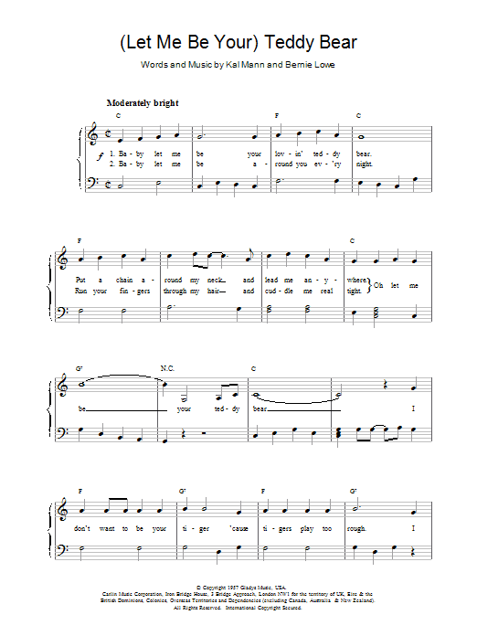 Elvis Presley (Let Me Be Your) Teddy Bear sheet music notes and chords. Download Printable PDF.