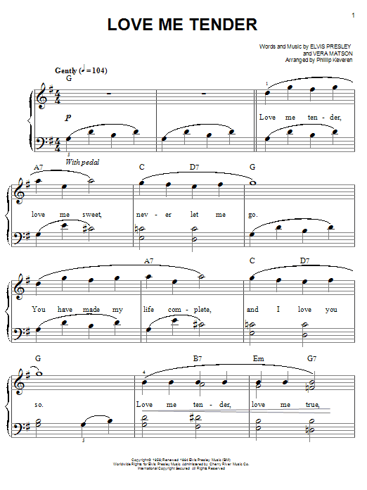 Elvis Presley Love Me Tender sheet music notes and chords. Download Printable PDF.