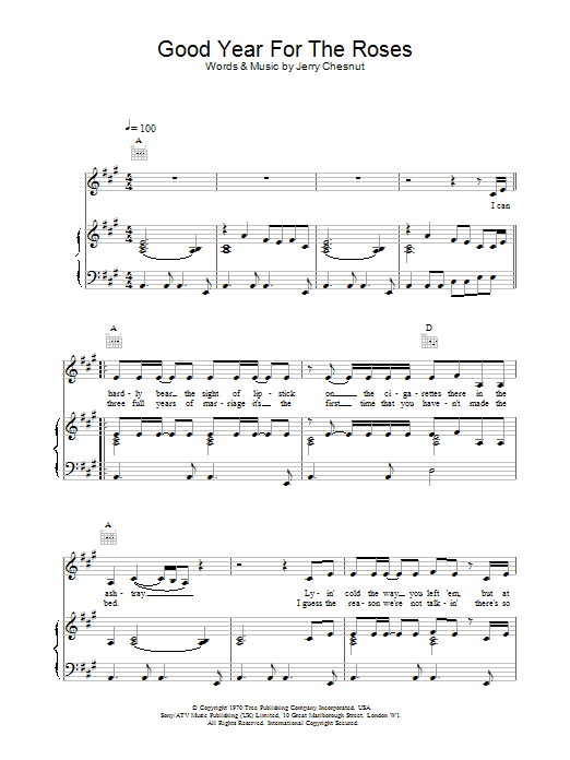 A Good Year For The Roses Lyrics Elvis Costello 'A Good Year For The Roses' Sheet Music, Chords & Lyrics