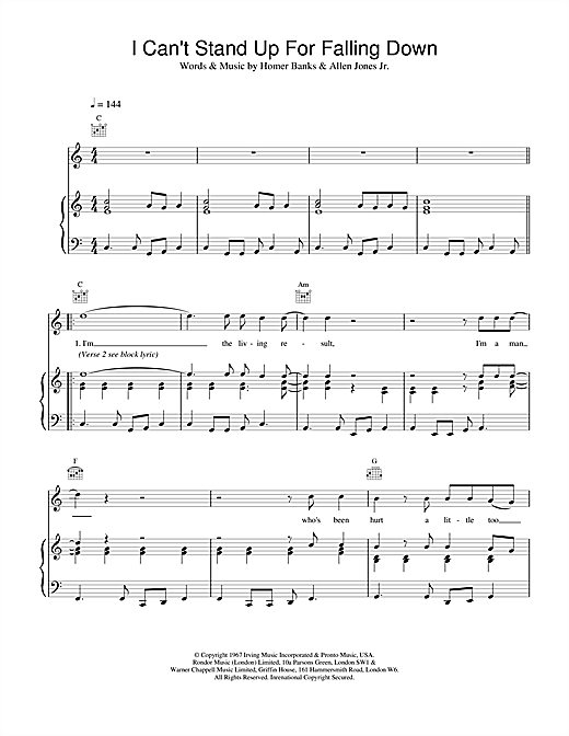 Learn to play Elvis Costello I Can't Stand Up For Falling Down sheet music for Piano, Vocal & Guitar (Right-Hand Melody) in minutes. Elvis Costello I Can't Stand Up For Falling Down sheet music notes and chords