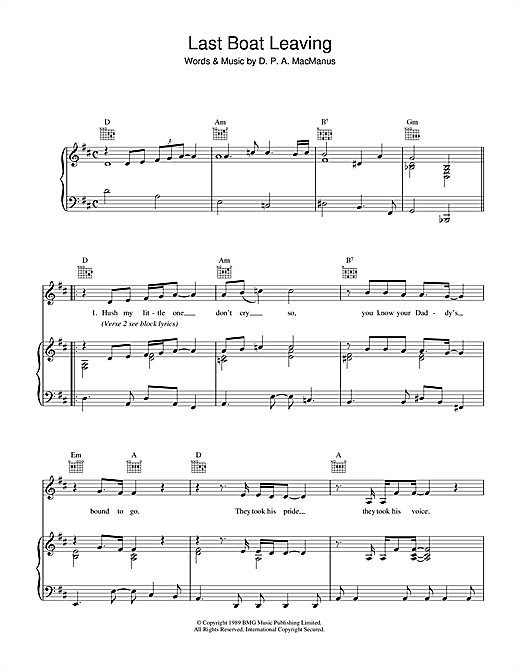 Elvis Costello Last Boat Leaving sheet music notes and chords. Download Printable PDF.