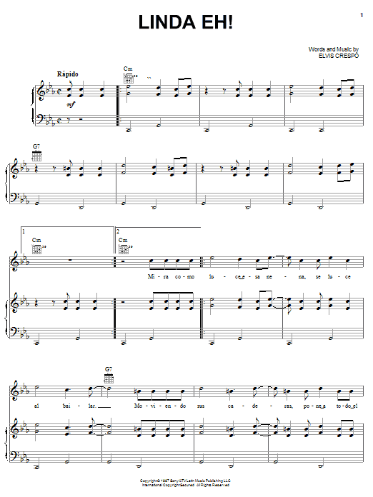 Elvis Crespo Linda Eh! sheet music notes and chords. Download Printable PDF.