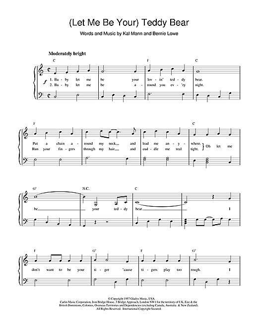 Preview Elvis Presley (Let Me Be Your) Teddy Bear Pop sheet music, notes and chords for Piano Solo, SKU: 15809 sheet music, piano notes, chords, guitar tabs, score, transpose, transcribe, how to play, guide, download, learn, tutorial, progression, song, artist, awards, billboard, mtv, vh1, tour, single, album, release
