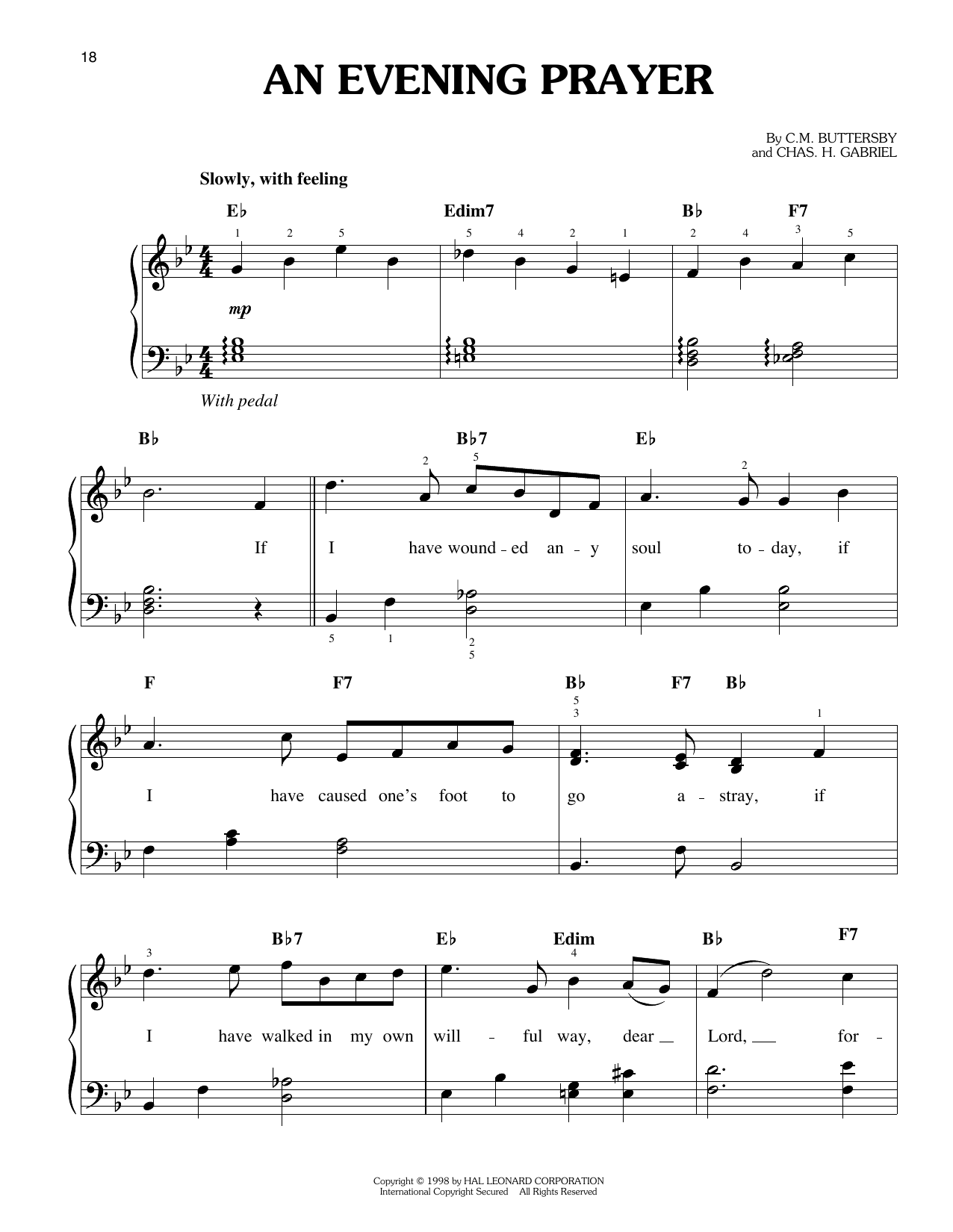 Elvis Presley An Evening Prayer sheet music notes and chords. Download Printable PDF.