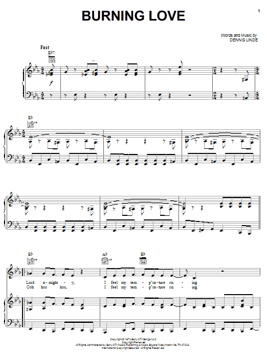 Learn to play Elvis Presley Burning Love sheet music for Piano, Vocal & Guitar in minutes. Elvis Presley Burning Love sheet music notes and chords. Download Printable PDF.