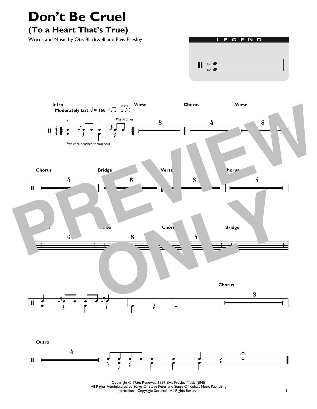 Elvis Presley Don't Be Cruel sheet music notes and chords. Download Printable PDF.