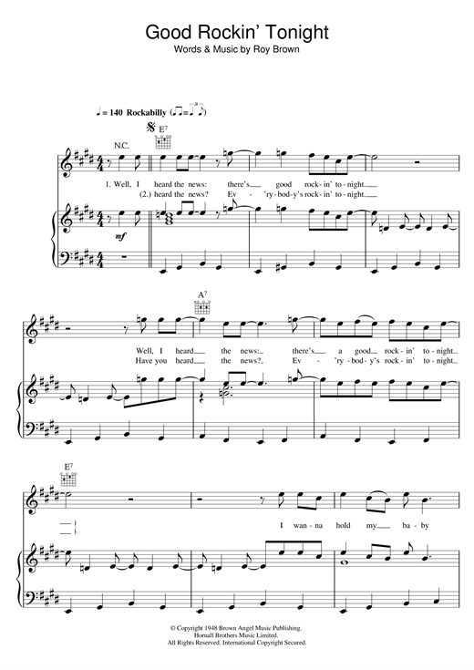 Elvis Presley Good Rockin' Tonight sheet music notes and chords. Download Printable PDF.