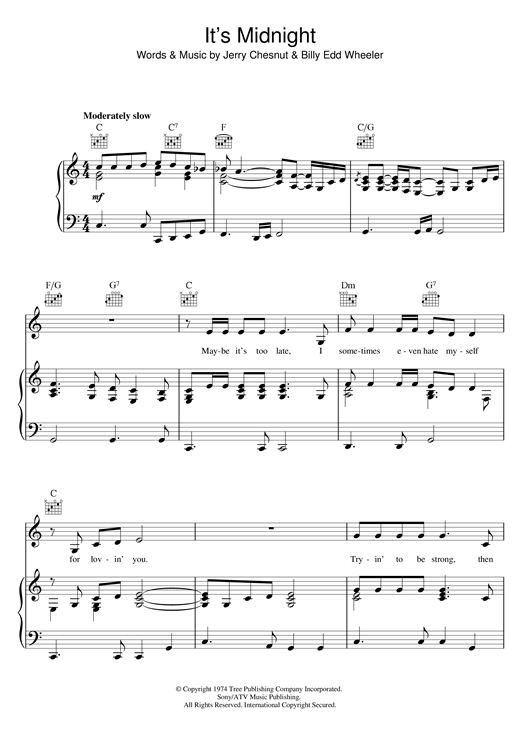 Elvis Presley It's Midnight sheet music notes and chords. Download Printable PDF.