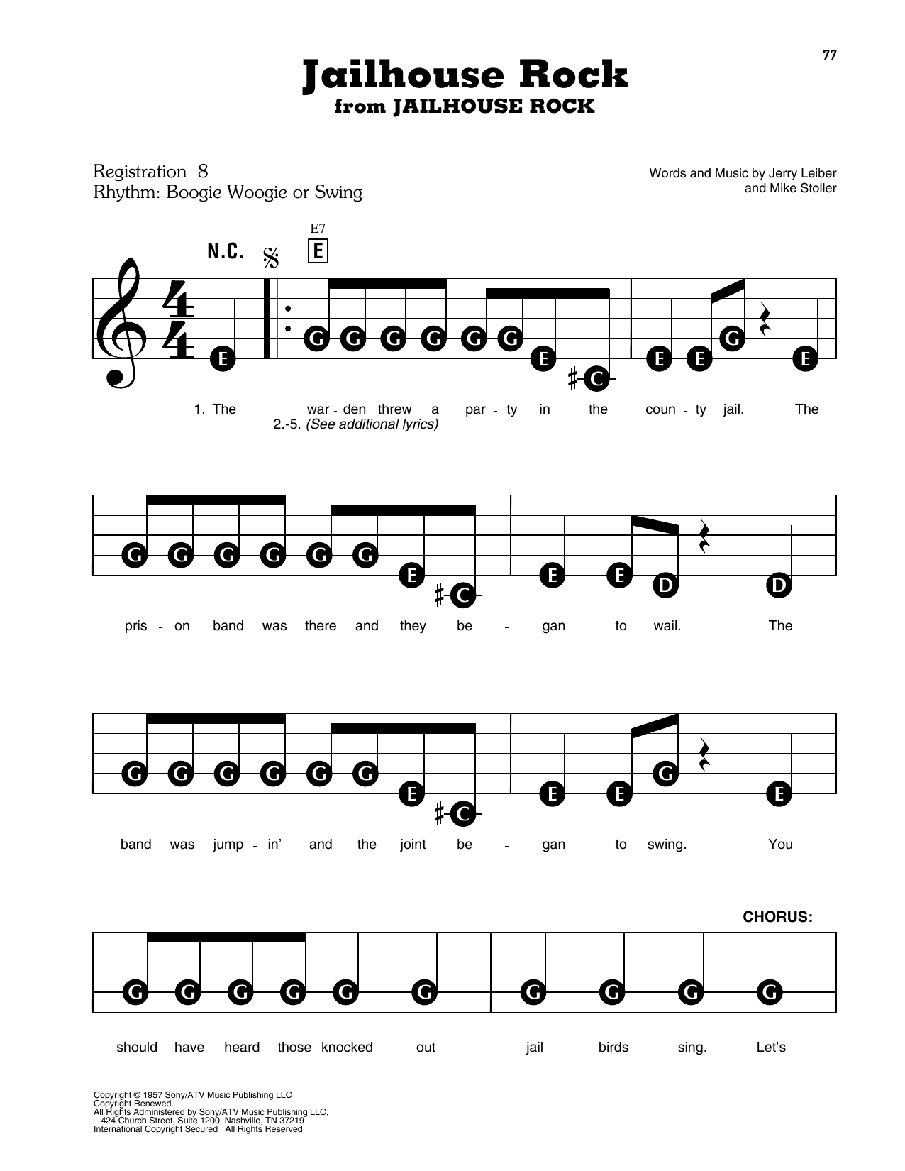 Elvis Presley Jailhouse Rock sheet music notes and chords. Download Printable PDF.