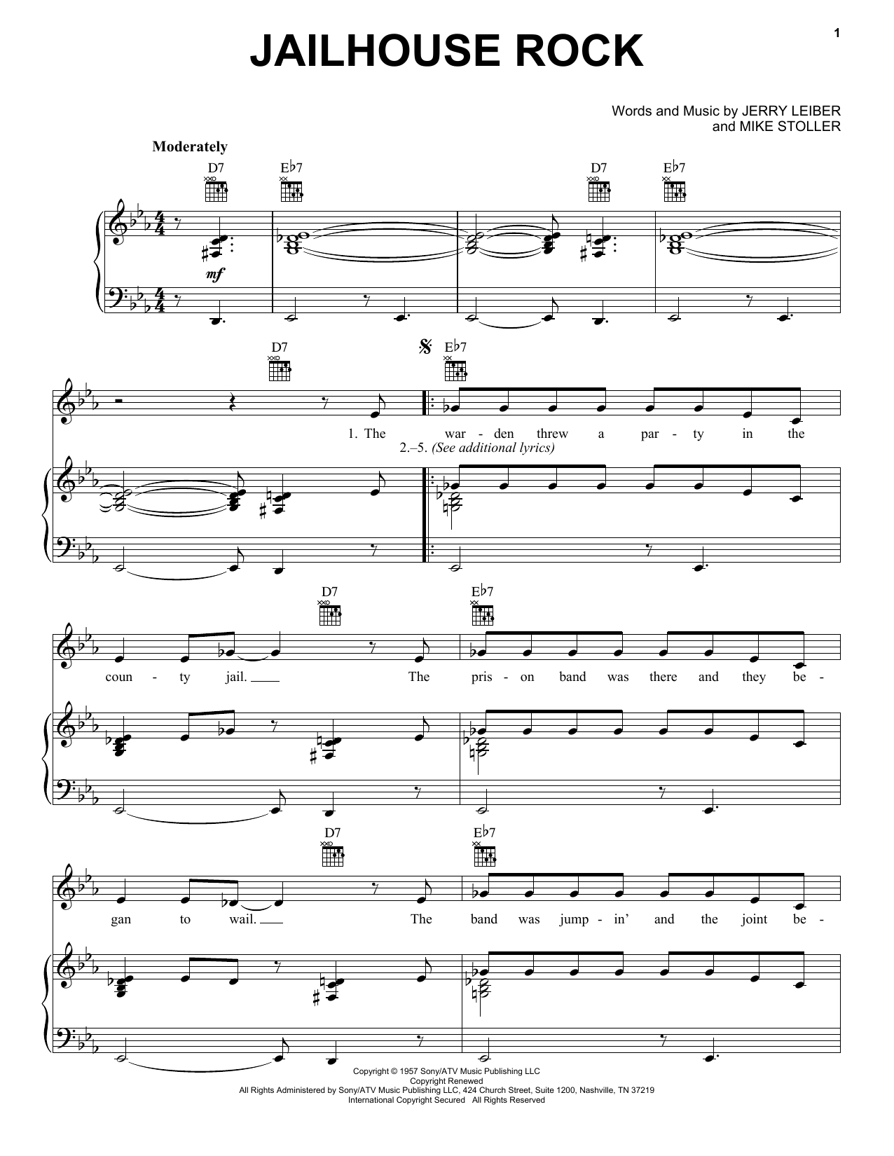 Preview Elvis Presley Jailhouse Rock Rock sheet music, notes and chords for Piano, Vocal & Guitar (Right-Hand Melody), SKU: 16394 sheet music, piano notes, chords, guitar tabs, score, transpose, transcribe, how to play, guide, download, learn, tutorial, progression, song, artist, awards, billboard, mtv, vh1, tour, single, album, release