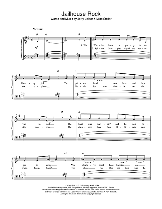 Preview Elvis Presley Jailhouse Rock Pop sheet music, notes and chords for Piano Solo, SKU: 15807 sheet music, piano notes, chords, guitar tabs, score, transpose, transcribe, how to play, guide, download, learn, tutorial, progression, song, artist, awards, billboard, mtv, vh1, tour, single, album, release