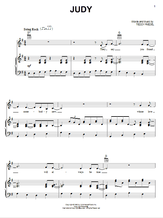 Elvis Presley Judy sheet music notes and chords. Download Printable PDF.