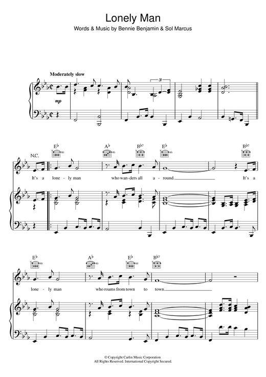 No puedo leer ni escribir Allí Fahrenheit Elvis Presley "Lonely Man" Sheet Music PDF Notes, Chords | Standards Score  Piano, Vocal & Guitar (Right-Hand Melody) Download Printable. SKU: 119317