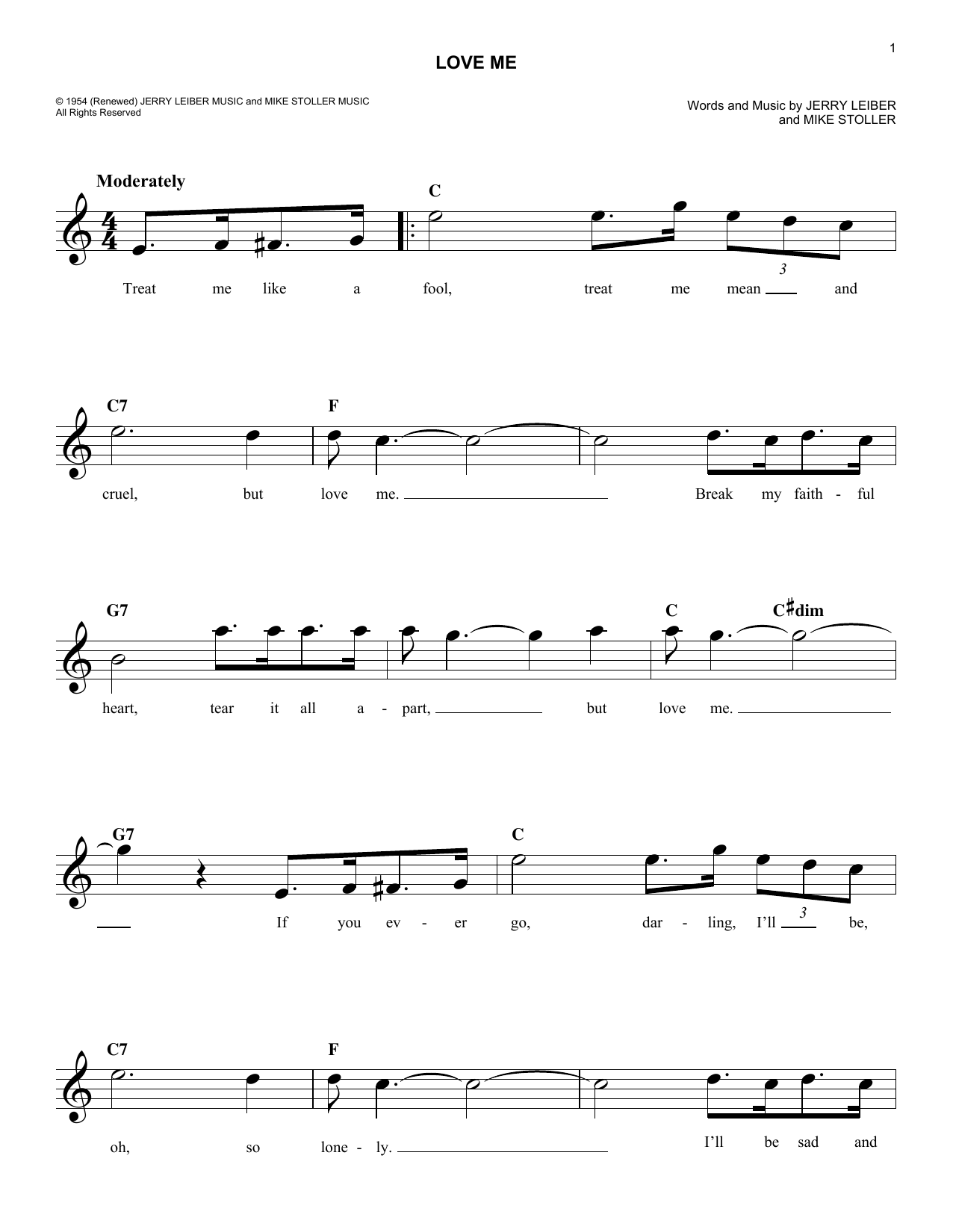 Elvis Presley Love Me sheet music notes and chords. Download Printable PDF.