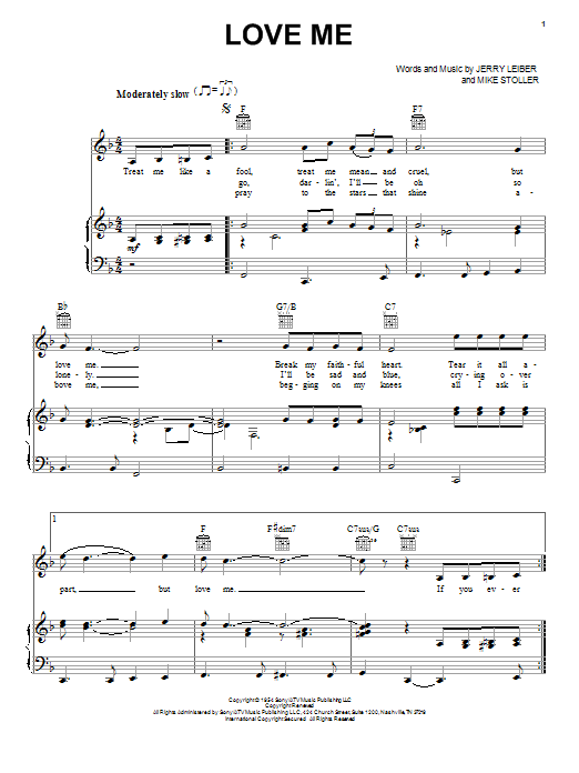 Preview Elvis Presley Love Me Pop sheet music, notes and chords for Piano, Vocal & Guitar (Right-Hand Melody), SKU: 16402 sheet music, piano notes, chords, guitar tabs, score, transpose, transcribe, how to play, guide, download, learn, tutorial, progression, song, artist, awards, billboard, mtv, vh1, tour, single, album, release