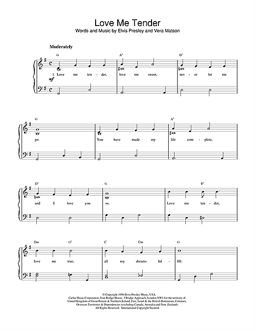 Elvis Presley Love Me Tender sheet music notes and chords. Download Printable PDF.