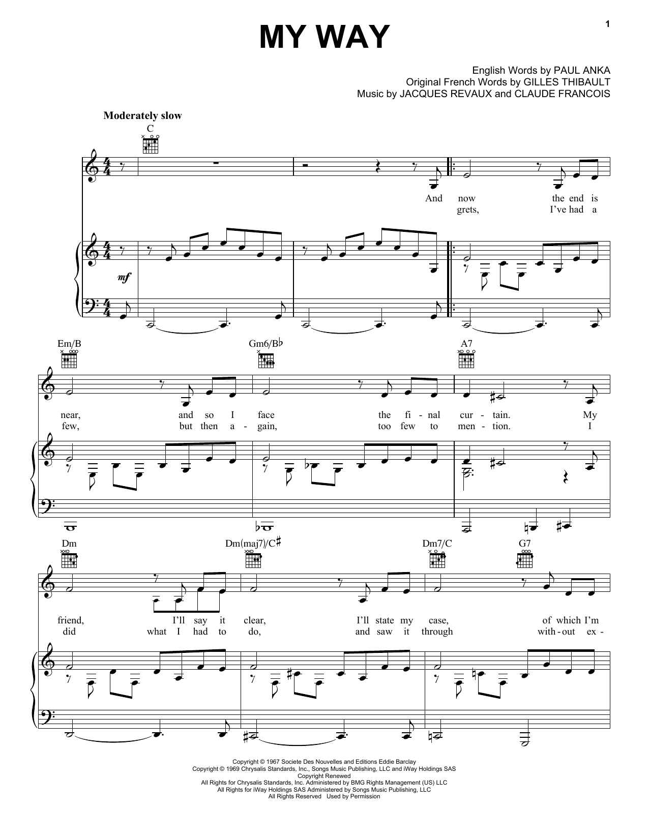 Elvis Presley My Way sheet music notes and chords. Download Printable PDF.