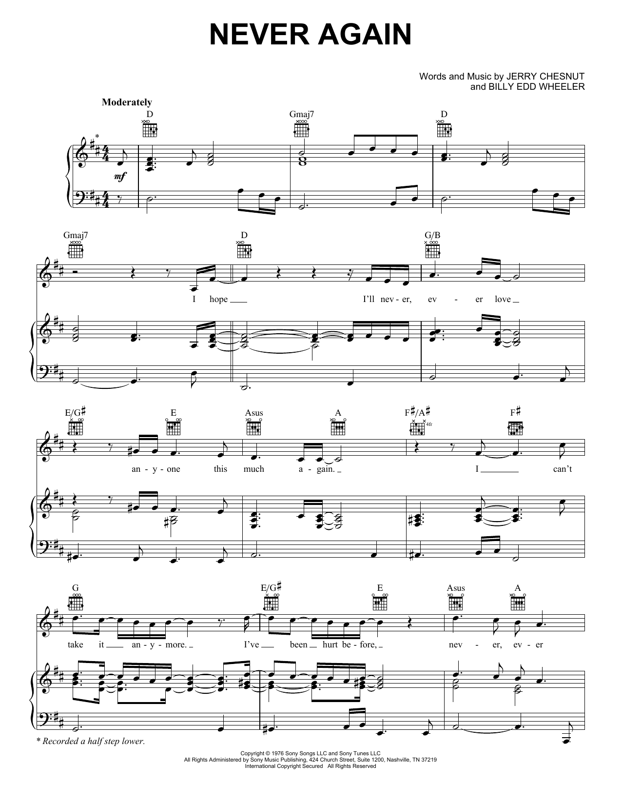 Elvis Presley Never Again sheet music notes and chords. Download Printable PDF.