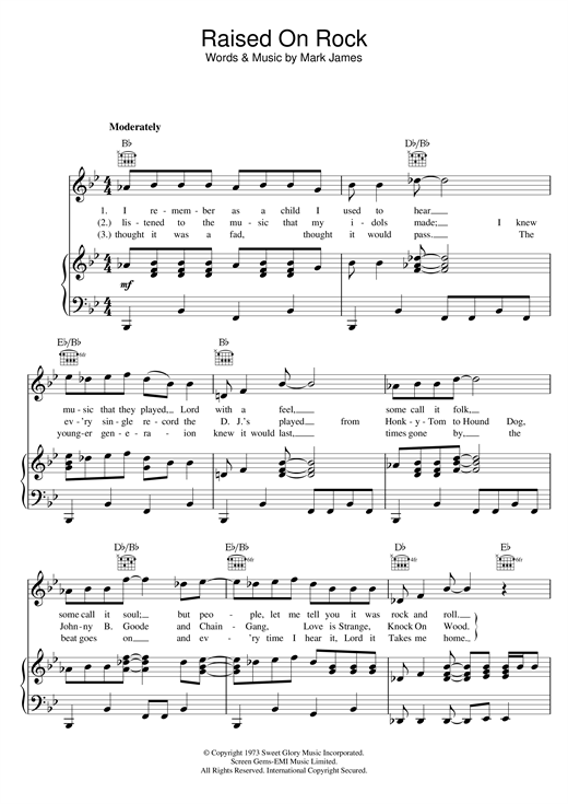 Elvis Presley Raised On Rock sheet music notes and chords. Download Printable PDF.