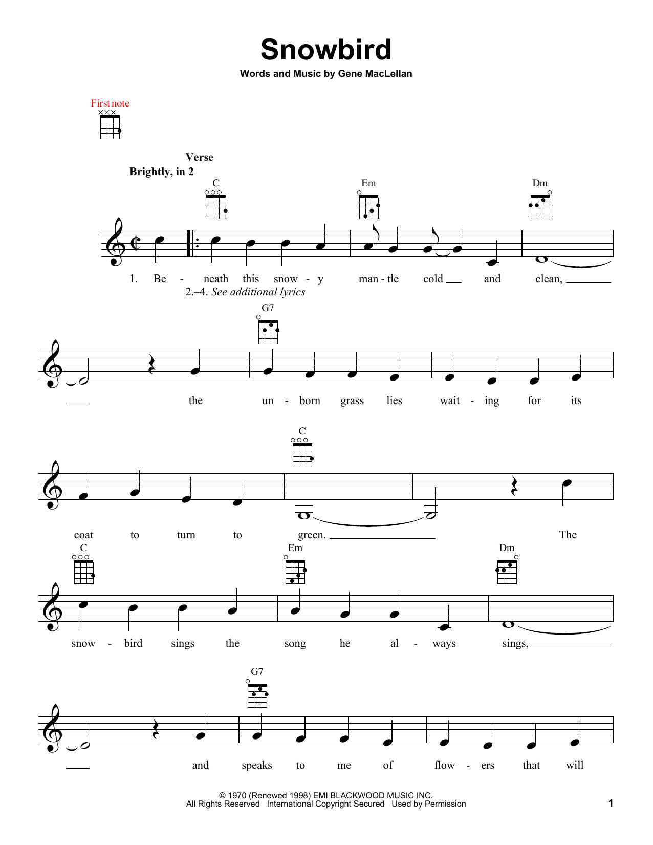 Elvis Presley Snowbird sheet music notes and chords. Download Printable PDF.