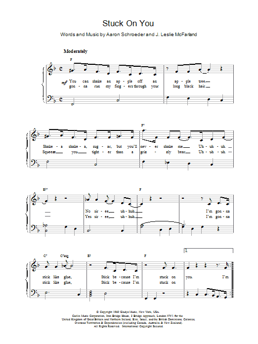 Stuck On You sheet music for guitar (chords) (PDF) v2