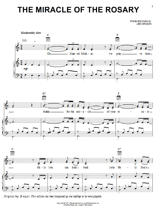Learn to play Elvis Presley The Miracle Of The Rosary sheet music for Piano, Vocal & Guitar (Right-Hand Melody) in minutes. Price: 7.7900$ Elvis Presley The Miracle Of The Rosary sheet music notes and chords. Download Printable PDF.