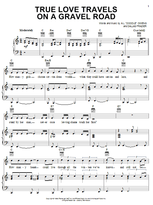 Learn to play Elvis Presley True Love Travels On A Gravel Road sheet music for Piano, Vocal & Guitar (Right-Hand Melody) in minutes. Price: 7.7900$ Elvis Presley True Love Travels On A Gravel Road sheet music notes and chords. Download Printable PDF.