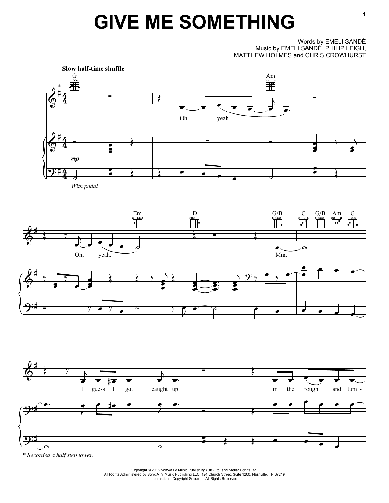 Emeli Sande Give Me Something sheet music notes and chords. Download Printable PDF.