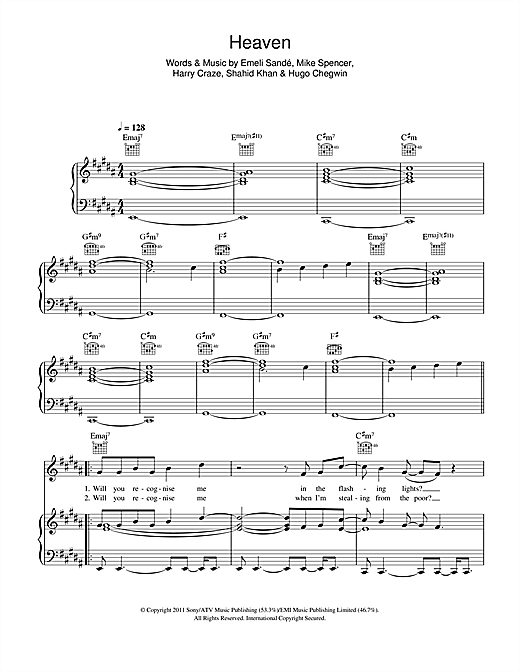 Emeli Sandé Heaven sheet music notes and chords. Download Printable PDF.