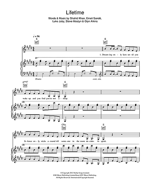 Learn to play Emeli Sandé Lifetime sheet music for Easy Piano in minutes. Price: 6.9900$ Emeli Sandé Lifetime sheet music notes and chords arranged for Easy Piano