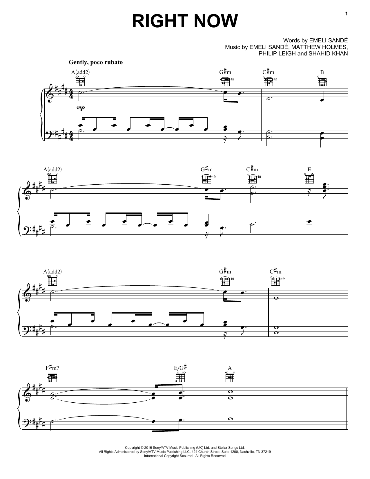 Emeli Sande Right Now sheet music notes and chords. Download Printable PDF.