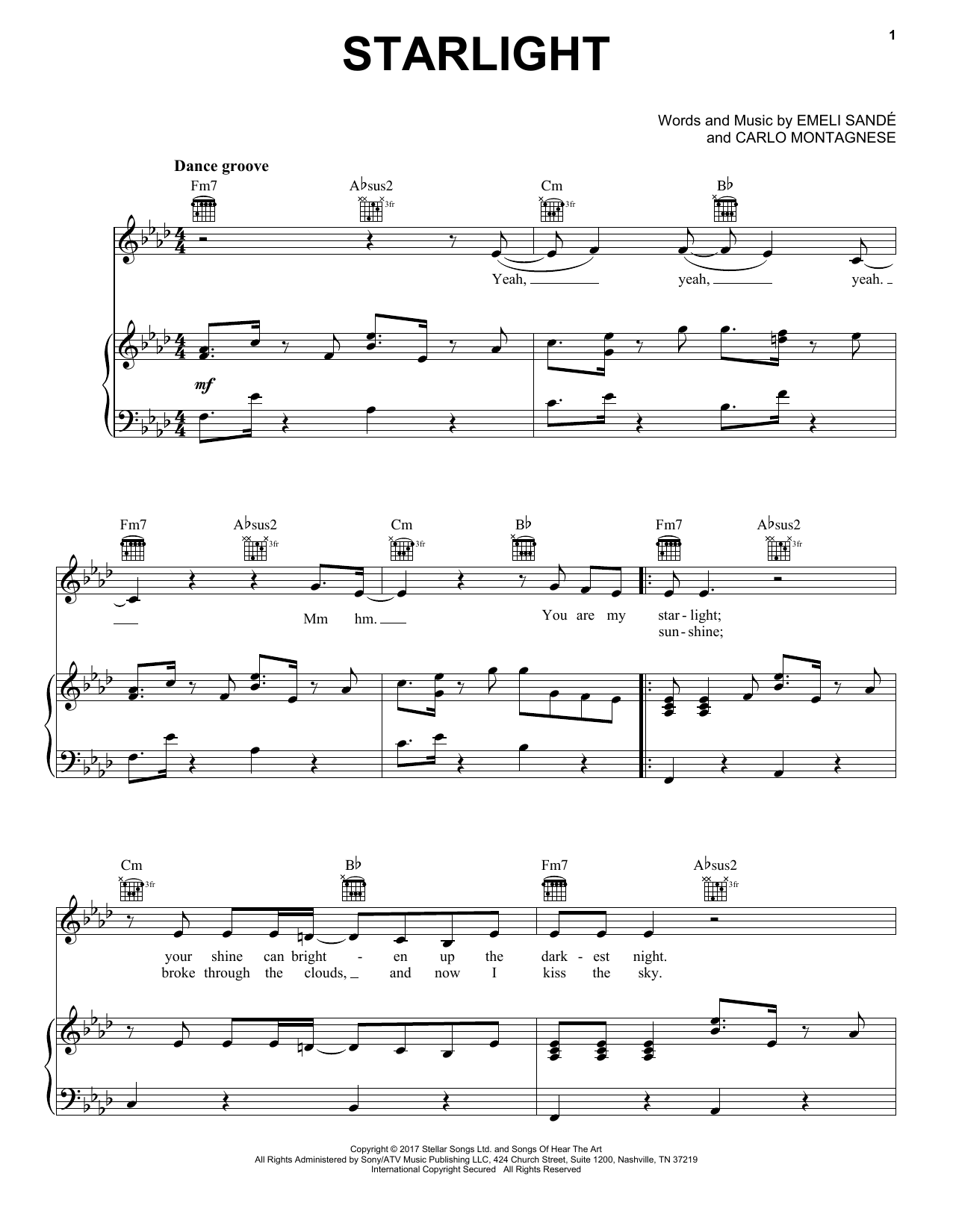 Learn to play Emeli Sande Starlight sheet music for Piano, Vocal & Guitar Chords (Right-Hand Melody) in minutes. Price: 7.8900$ Emeli Sande Starlight sheet music notes and chords arranged for Piano, Vocal & Guitar Chords (Right-Hand Melody)