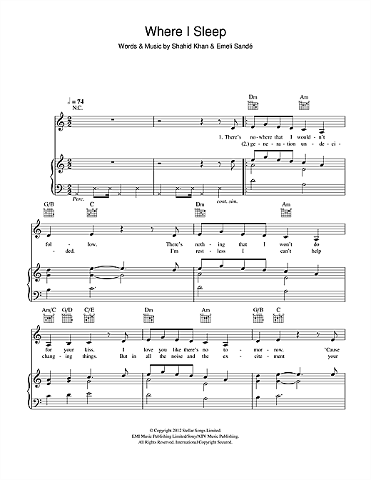 Learn to play Emeli Sandé Where I Sleep sheet music for Easy Piano in minutes. Price: 6.9900$ Emeli Sandé Where I Sleep sheet music notes and chords arranged for Easy Piano