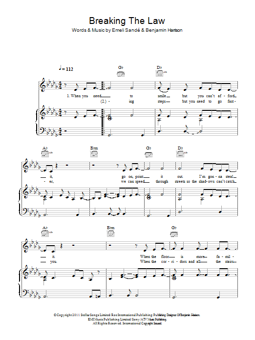 Emeli Sandé Breaking The Law sheet music notes and chords. Download Printable PDF.